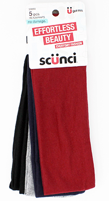 Scunci Effortless Beauty Wide Stretch Basic Headwraps, 5 pcs - Click Image to Close